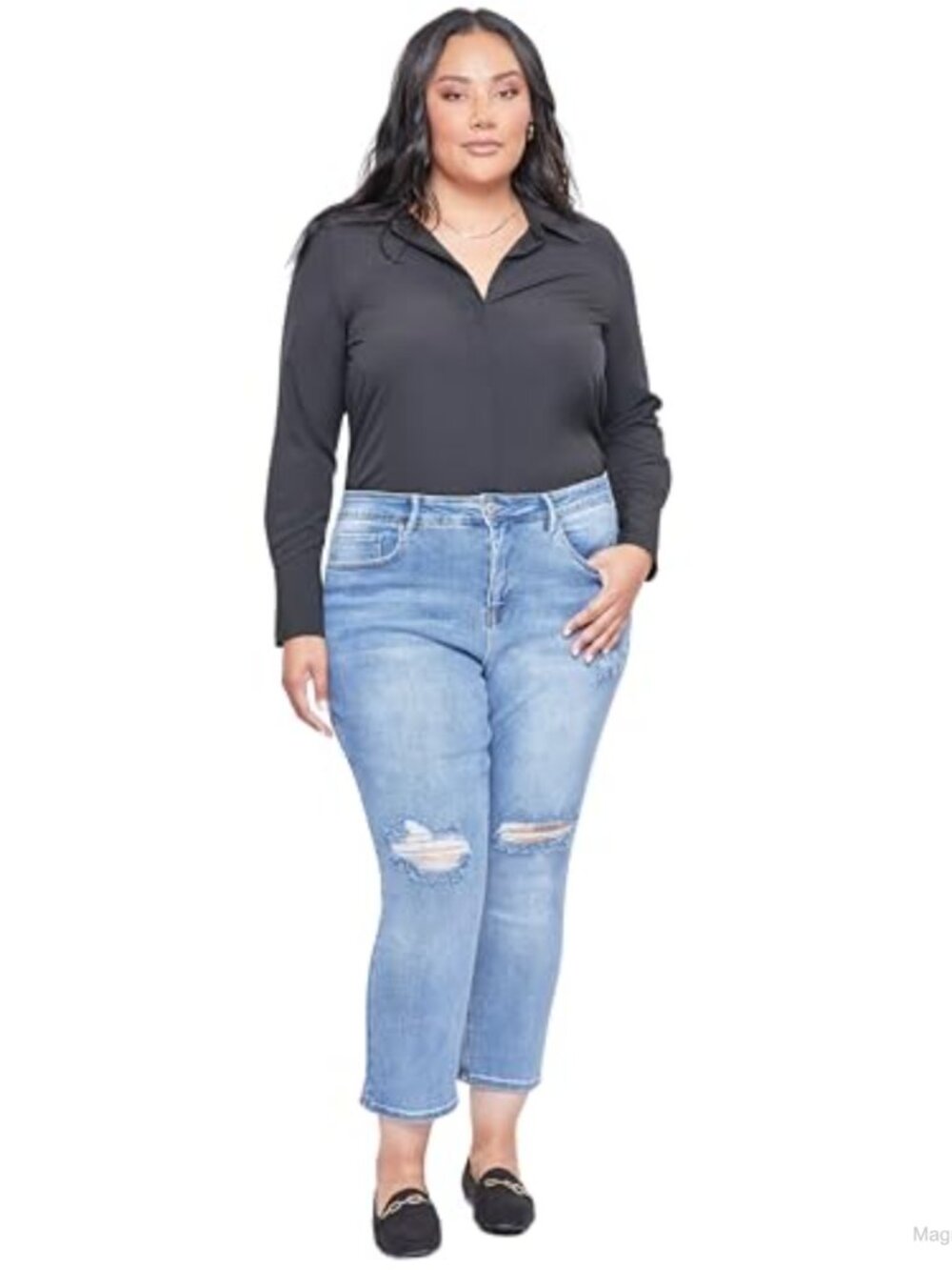 Plus Size Vintage Straight Ankle Jeans Sustainable High Rise - Picture 3 of 4